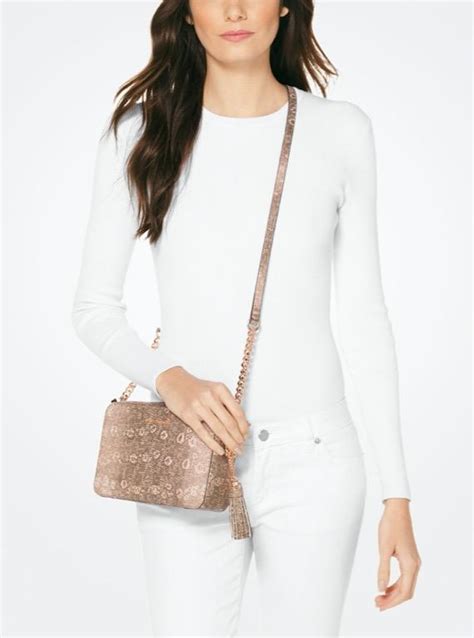 michael kors ginny lizard-embossed leather crossbody|Michael Kors ginny crossbody bag.